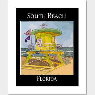 South Beach Lifeguard Tower in Miami Florida Posters and Art